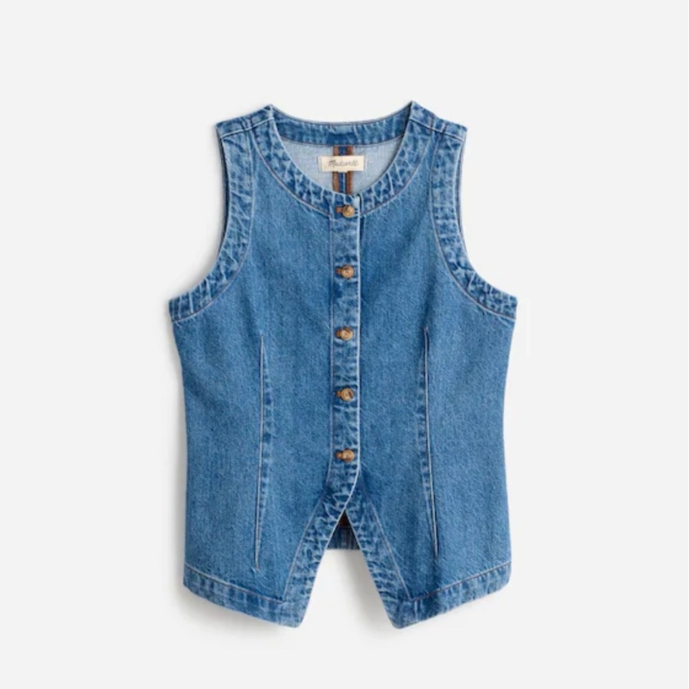 Madewell Denim Crewneck Vest in Java Wash - Picture 2 of 8